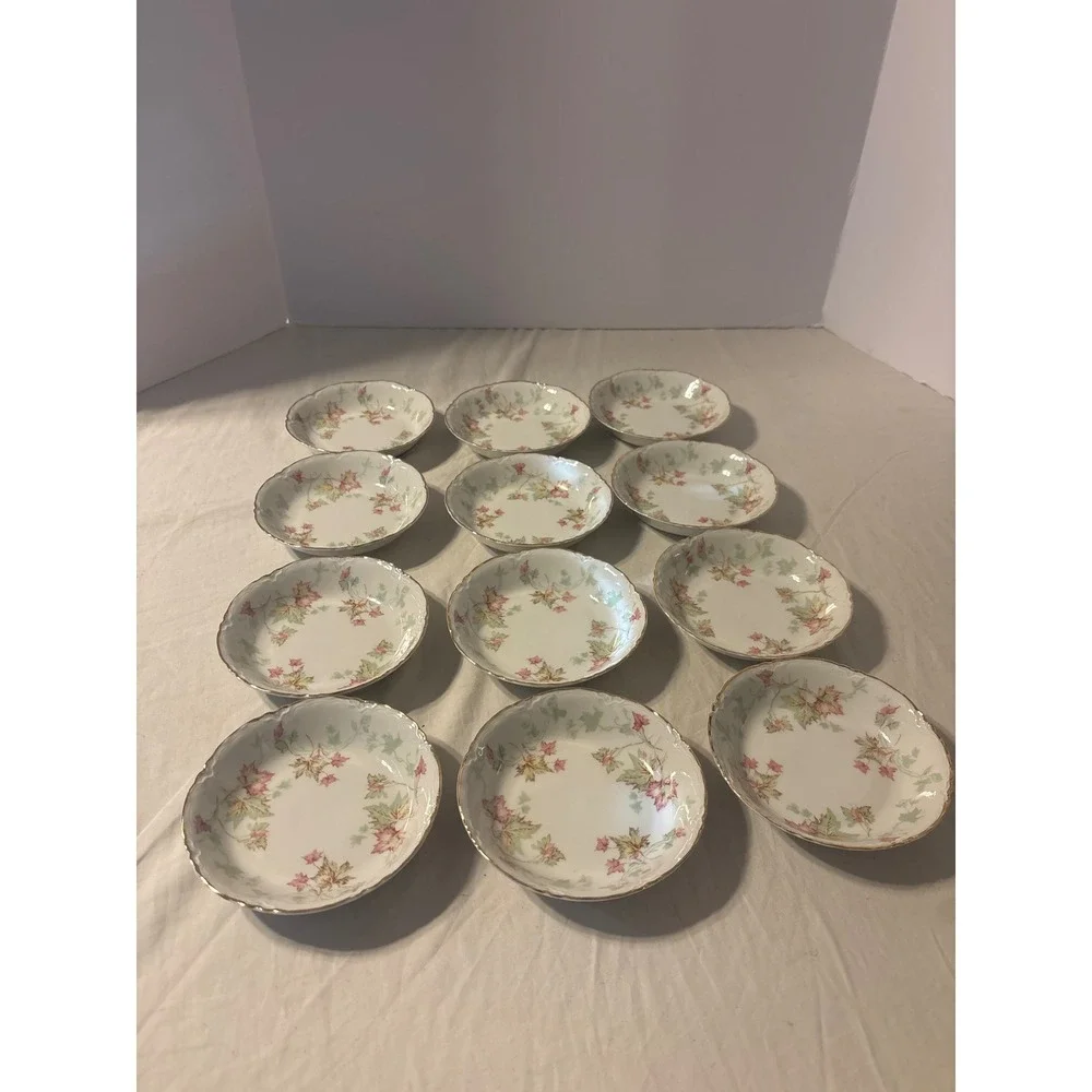 Hutschenreuther Selb Bavaria Berry Bowls Set 12 White Pink Green Gold Excellent